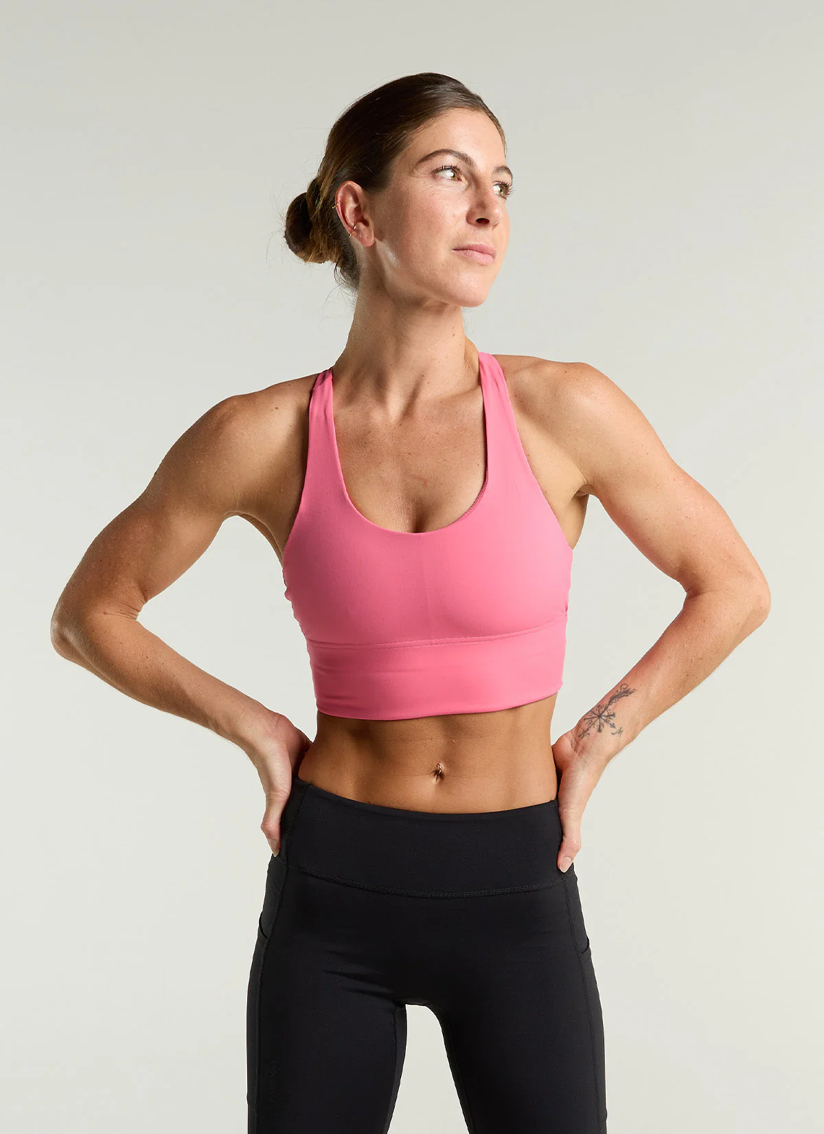 Women's Long Line Padded Crop - Hot Pink - Image 2