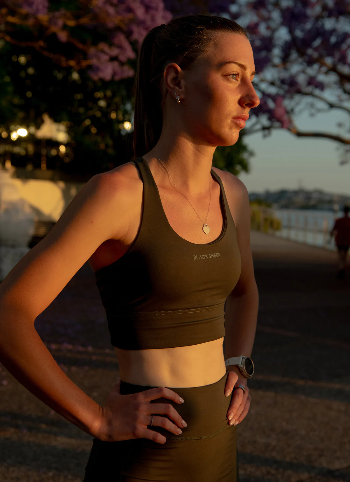 Women's Long Line Padded Crop - Hunter Green - Image 2